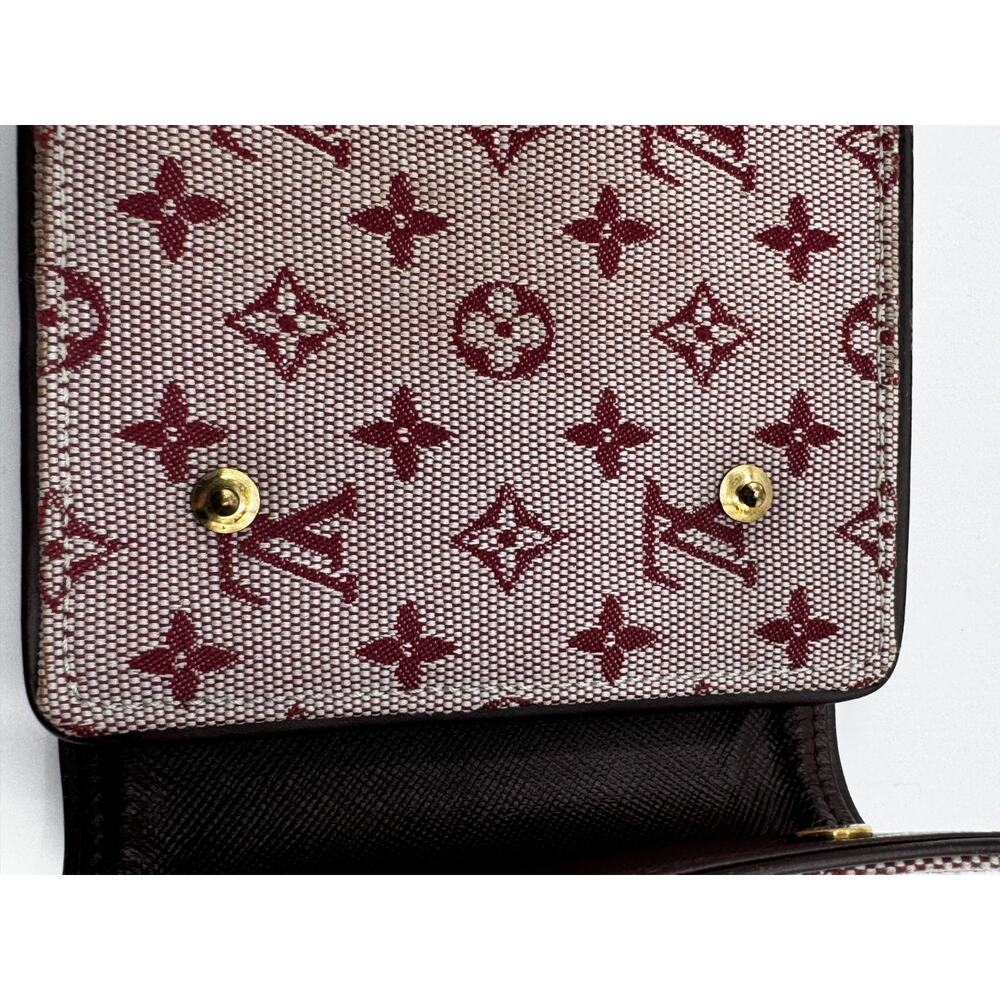 Louis Vuitton Monogram Mini Lin Red Canvas Compact Wallet Bifold Made in France - Picture 5 of 16